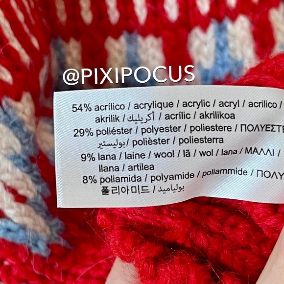 ZARA WOOL CABLE KNIT JACQUARD SWEATER RED - Picture 15 of 15